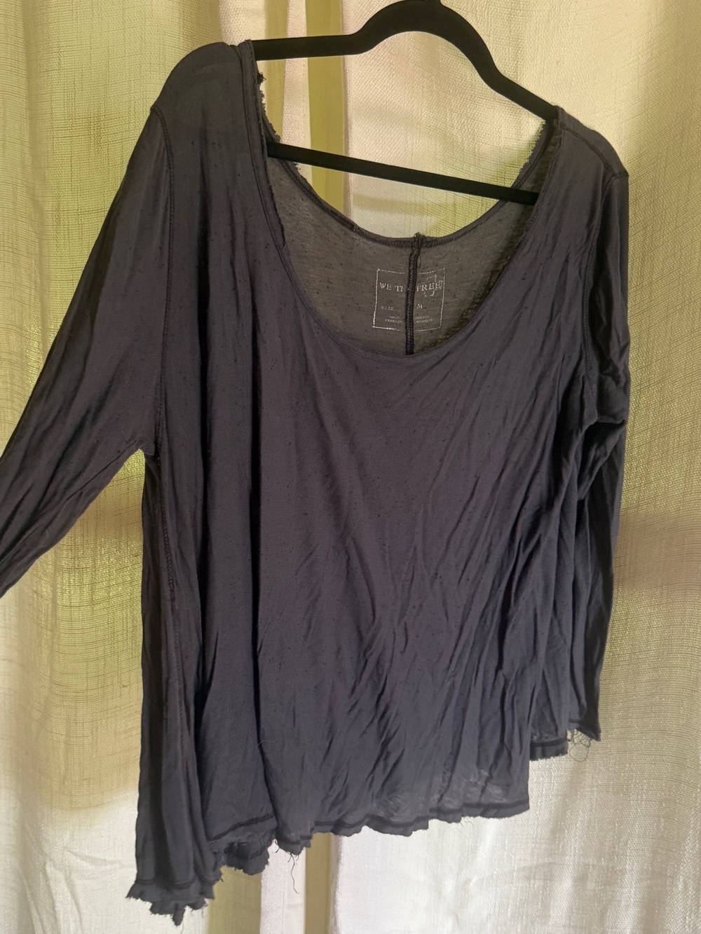 Free People Dark Grey Scoop-Neck Long Sleeve Top